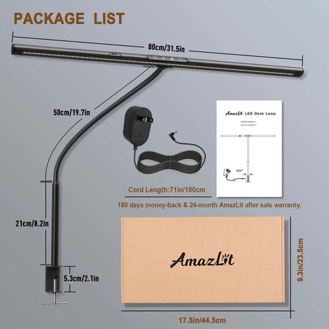 Ultra Bright Thirty One And A Half Inch LED Desk Lamp With Gesture Sensor Eye Caring Light for Multi Monitor Workstation package