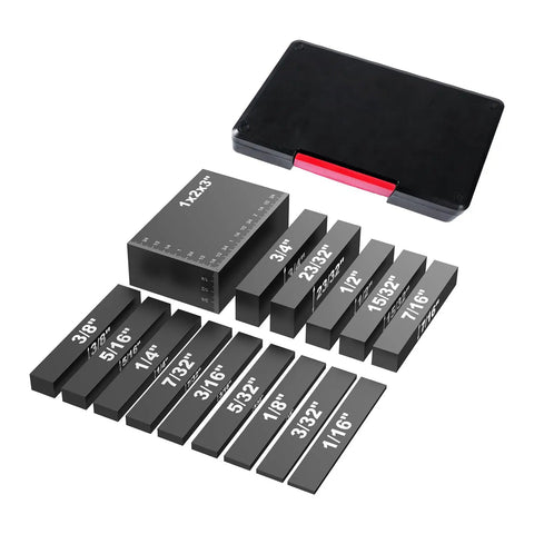 Pro Grade Aluminum Setup Block Kit For Woodworking, 15 Piece Gauge Block Set With Storage Box, Ultra Precise 0.001 Inch Tolerance