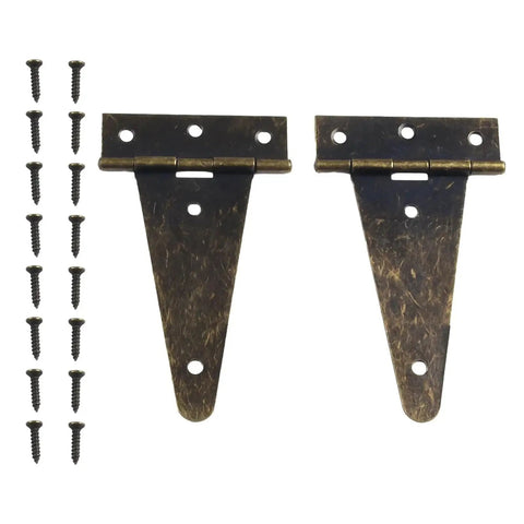 Rotating Concealed Door Hinges 2 Pack Heavy Duty T Hinges for cabinets and hanging doors shown with install screws