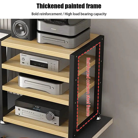 Multi Tier HiFi Rack With Solid Wood And Stainless Steel Brackets Anti Vibration Desktop Audio Stand for amplifier and CD player