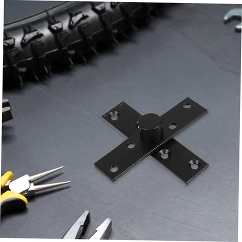 Hidden Pivot Door Hinge System 360 Degree Stainless Steel Concealed Pivot Hinge for bookcase doors on black surface.