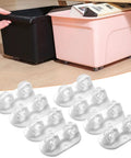 Super Heavy Duty Mini Caster Wheels For Rolling Storage Crates Peel And Stick Swivel Castors 360 Degree Rotation shown under black and pink storage bins.