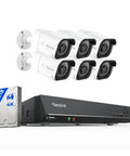 8 Channel 4K PoE Security Camera System With 6 Outdoor Bullet Cameras, Smart Person And Vehicle Detection, 8CH NVR Recorder with 2TB HDD.