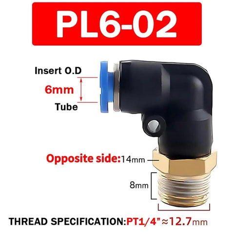 100 Piece Pro Grade Pneumatic Air Connector Kit With Elbow Fittings And Hose Quick Connects PL6 02 detailed image.