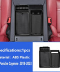 Center Console Organizer Tray For Porsche Cayenne 2018 2023 Armrest Storage Box ABS Plastic installed in car