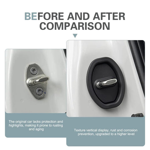 Before and after comparison of Hella Durable Silicone Door Lock Dampers For Toyota Rav4 2019 To 2024 showing rust protection.