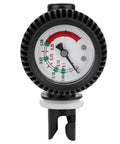 Front view of Beefy Air Pressure Gauge For Inflatable Boats Kayaks And Float Tubes The Handy Tool For Pumping Up And Checking Dive Cylinders