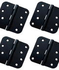 4 Pack 4 Inch Matte Black Metal Door Hinges For Interior Wood Doors With Five Eighths Inch Radius Corners, Rust Proof And Heavy Duty