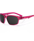Heavy Duty Grind Ready Anti Fog Safety Glasses With Scratch Resistant Ruby Smoke Tint Polycarbonate Unisex Fit UV Shielding Real Deal Coverage For Any Task displayed with a side view showing flexible frames.