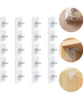 60Pcs Transparent Shelf Support Pegs With Nail Free Adhesive Clips for secure no drill shelving on cabinets or wardrobes.