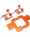 Precision Router Corner Radius Template Set R20 R25 R30 R35 with secure clamps for woodworking edge profiling.
