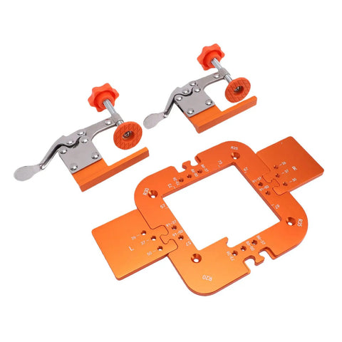 Precision Router Corner Radius Template Set R20 R25 R30 R35 with secure clamps for woodworking edge profiling.