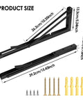 Heavy Duty Folding Shelf Brackets For Wall Mounts And Benches Collapsible Metal Support Brackets dimensions and screws shown
