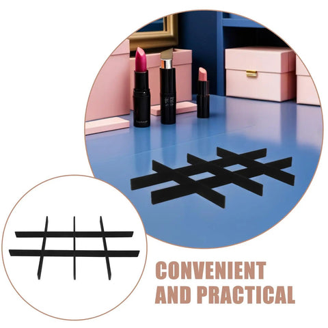Keep That Bling Secure With Adjustable 12 Grid Velvet Jewelry Dividers And Soft Insert Liners For Straight Up Tidy Accessory Storage In Every Vanity Drawer, black fabric dividers on blue surface.