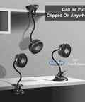Clip On USB Mini Desk Fan With Emergency Power Bank Rechargeable Portable On The Go Personal Cooling Flexible Neck