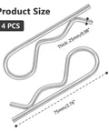 Image showing 4 Pieces R Clips Hitch Pins Set In Stainless Steel For Trailers And Tow Bars Galvanized Cotter Pins Spring Clips, size 75mm.