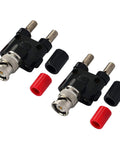 BNC Male To Dual 4mm Banana Binding Post Female Jack Adapter For RF Coaxial Systems Coax Splitter Connector, Pack Of 2