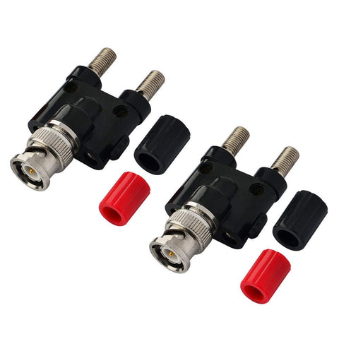 BNC Male To Dual 4mm Banana Binding Post Female Jack Adapter For RF Coaxial Systems Coax Splitter Connector, Pack Of 2