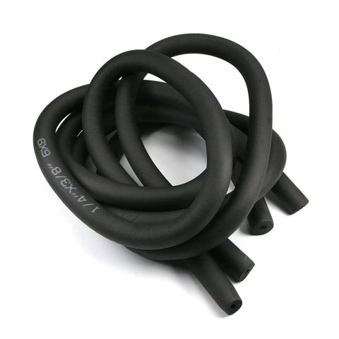 Two Pack Foam Insulation Hose For Air Conditioning, 0.24 In ID By 0.35 In Thick, 5.9 Ft Black Tubing For AC Ductwork visible coiled