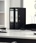 Office setup with Two Hole Punch for 30 Sheets, Metal Office Workhorse With Guide Bar and Format Markings, Black NeXXt Range.