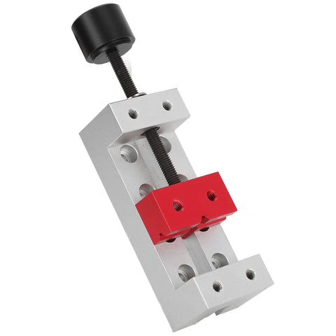 Compact Aluminum Mini Bench Vise For Woodworking Hobbyists, A Handy Little Table Clamp With 50mm Jaw Range, 123mm Overall Length, 20mm Mount Hole Distance, Ideal For Engraving, Drilling, And Small Repairs, angled view