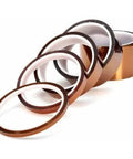 Five rolls of H-E MultySize 3D Sublimation Kapton Tape Pro Grade Heat Resistant Tape for Heat Press, tawny color, high temperature 280°C.