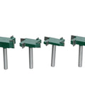 Cool Four Piece T Slot Router Bit Set With 1/4 Inch Shank Perfect For Grooving, Slotting And CNC Milling Projects In Your Woodworking Shop, displaying four router bits.