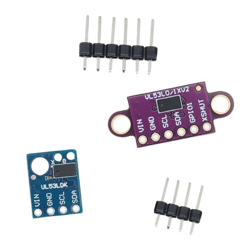 Top Shelf Vl530x Time Of Flight Laser Range Finder Breakout Module Purple Pcb Board I2c Interface and connectors displayed