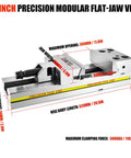 Built Different Six Inch Heavy Duty Bench Vice Delivers Dead On Point Zero Zero Five Mm Lockdown Precision And Hrc Sixty Two Hardness Engineered From Tough Titanium Alloy Steel For Cnc Machining Jobs with detailed measurements.