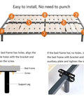 Diagram of Set Of Four Adjustable Bed Frame Support Legs, Heavy Duty Slats Support For Bed Frames, shown installed on bed frame