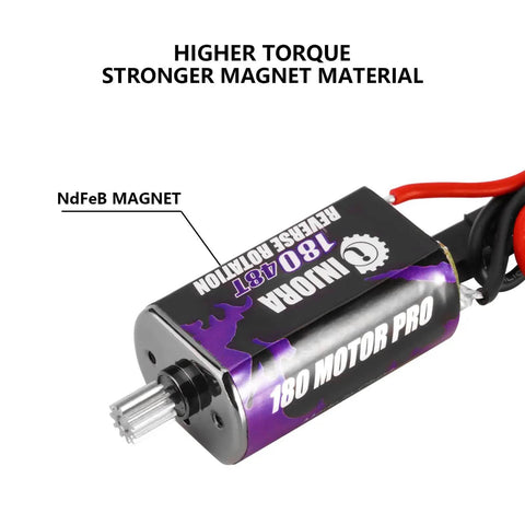 180 Pro 48T RC Gearbox For 1/18 TRX4M With Low Range Steel Gears, CNC Machined, Drop-In Ready, Preassembled Wiring Included, Neodymium Magnet Motor, Strong Drag Brake For Serious Crawl Enthusiasts showing motor.