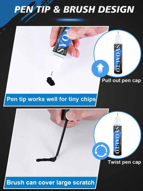 Oxford White Touch Up Paint For Ford YZ Z1 M6887 2 In 1 Scratch Repair Kit showing pen and brush application method