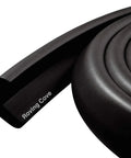 Foolproof Baby Proof Furniture Edge Guard Six Foot Super Dense Rubber Foam Bumper in Onyx Black, designed for safety on furniture edges.