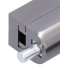 Close-up of sleek push type door stop catch, 2.8 inch black zinc alloy design for secure door hold.