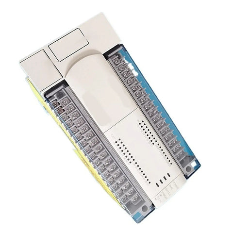 Heavy Duty PLC Controller With DC24V Relay Output For Smooth Industrial Automation And Production Line Control Built Tough For Relentless Machine Tool Operations On Any Bustling Shop Floor top view showing terminals and clear chassis.