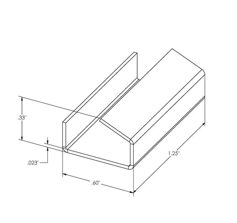 Diagram showing dimensions of One Half Inch Snap On Open Plastic Strapping Seals For Polypropylene And Polyester Straps, Galvanized Steel