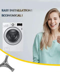 Upgraded DC97 15491A Washing Machine Flange Shaft Assembly Compatible With Samsung Washers Including Six Screws DC60 40137A Bolt On Heavy Duty Replacement Part For Durable Performance. Image of a washing machine, woman with thumbs up, and flange shaft mounting kit.