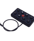 8 Gang LED Switch Panel With Auto Dimmable Touch Control For Car Boat SUV, Waterproof Design, Cable Attached, Front View
