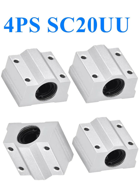 Four Pack SC16UU Linear Motion Ball Bearing Slide Blocks With Aluminum Housing for CNC Replacement