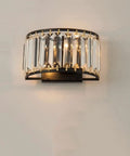 Modern Matte Black Flush Mount Wall Sconce With Radiant K9 Crystals And Sleek Led Fixtures For Hella Cozy Bedroom Ambiance And Living Room Swag Vibe Across Every Spot, featuring a dual socket and crystal accents.