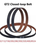 2GT Closed Loop Timing Belt, 6mm Wide, multiple lengths displayed