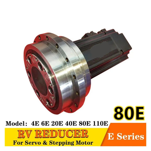 Badass Precision Cycloidal Pinwheel RV Reducer 220BX Gearbox featuring drop in ready design with 1Kw servo motor for heavy duty industrial robot assemblies and custom flange builds, model 80E.