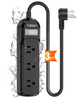IPX6 Waterproof Outdoor Surge Protector Power Strip With 3 Wide Spaced Outlets 3 Ft Cord On Off Switch Safety Lock ETL Certified