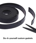 Neoprene Rubber Sheet Roll One Eighth Inch Thick by 12 Inch Wide shown cut, ideal for DIY gaskets and crafts, oil resistant solid rubber sheet.