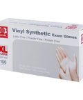 Top Shelf Disposable Clear Vinyl Exam Gloves Medical Grade Xl 100 Count Pack Latex Free Powder Free Heavy Duty Safety Gear with box packaging.
