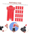 100 Pack Precision Eyelash Glue Bottle Nozzle Pins Anti Clog Plastic Tips Fits Standard Cosmetic Bottles shown with red tips.