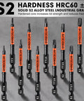 Badass Security Torx Bit Set With Heavy Duty Magnetic Grip And Impact Ready Steel Construction Featuring Three Inch Extended Reach Star Tips For T5 To T40 Jobs showing various sizes and strong S2 steel material.