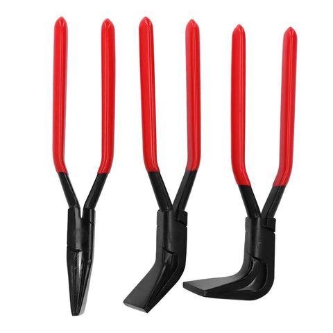 Heavy Duty Metal Bending Pliers with straight, 45, 90-degree jaws, red handles, and 2.36-inch wide jaws for HVAC and auto body