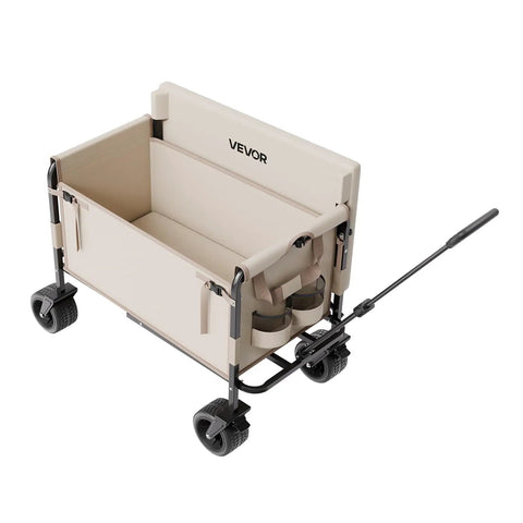 3-in-1 Collapsible Wagon With Wheels, Converts To A 75cm Wide Sofa, Heavy Duty 550lbs 220L Capacity, shown with handle extended
