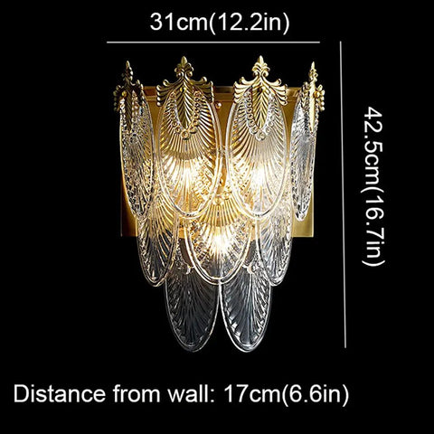 Top Shelf Modern Copper Wall Sconce With Super Soft Glass Shade Rust Proof Heavy Duty Lighting For Cozy Living Room Bedroom Setup Easy Hang Solid Decor Piece, 31cm x 42.5cm size